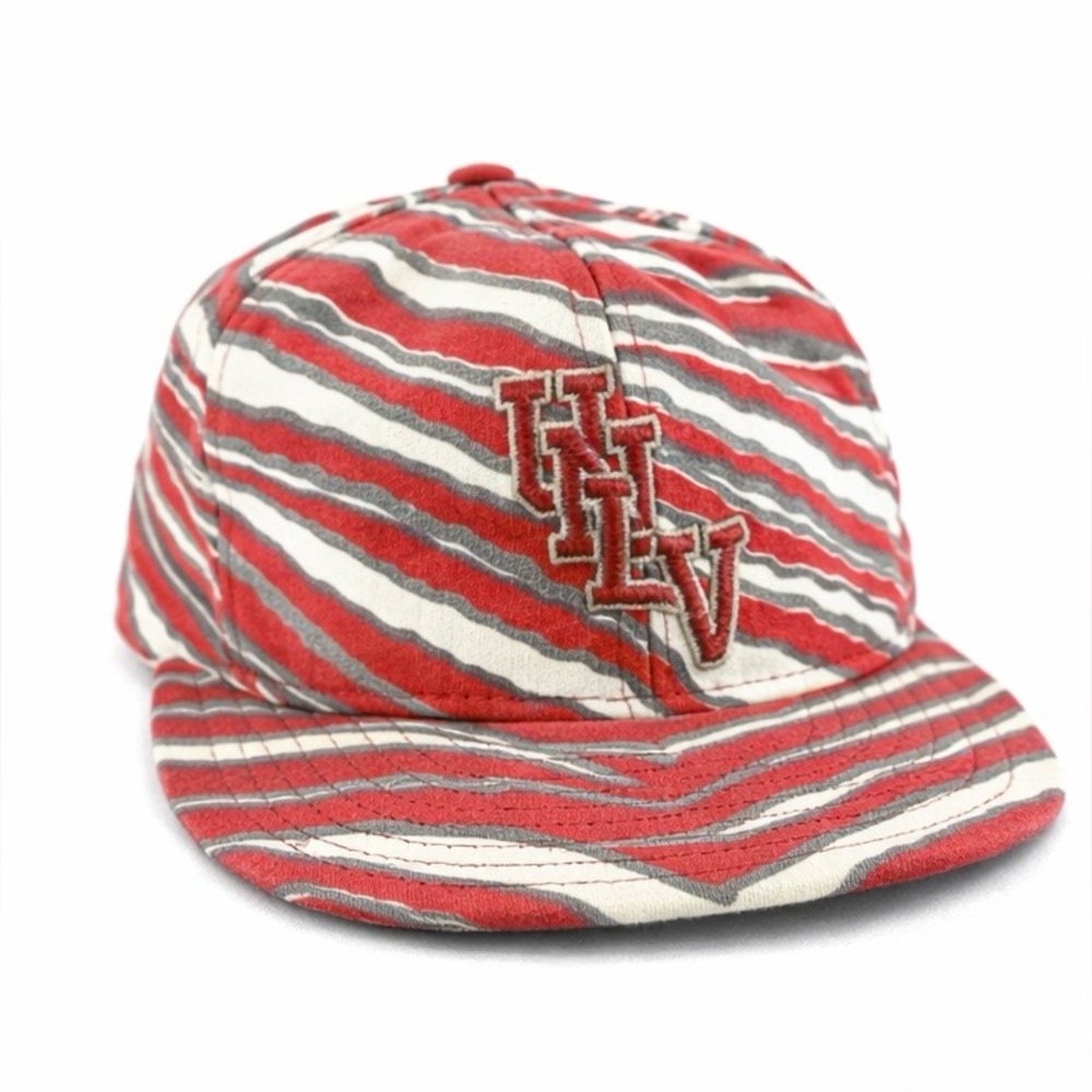 Vintage 1990s UNLV Rebels Zubaz Snapback Hat AJD Made USA NCAA Cap Red Gray - Picture 2 of 13